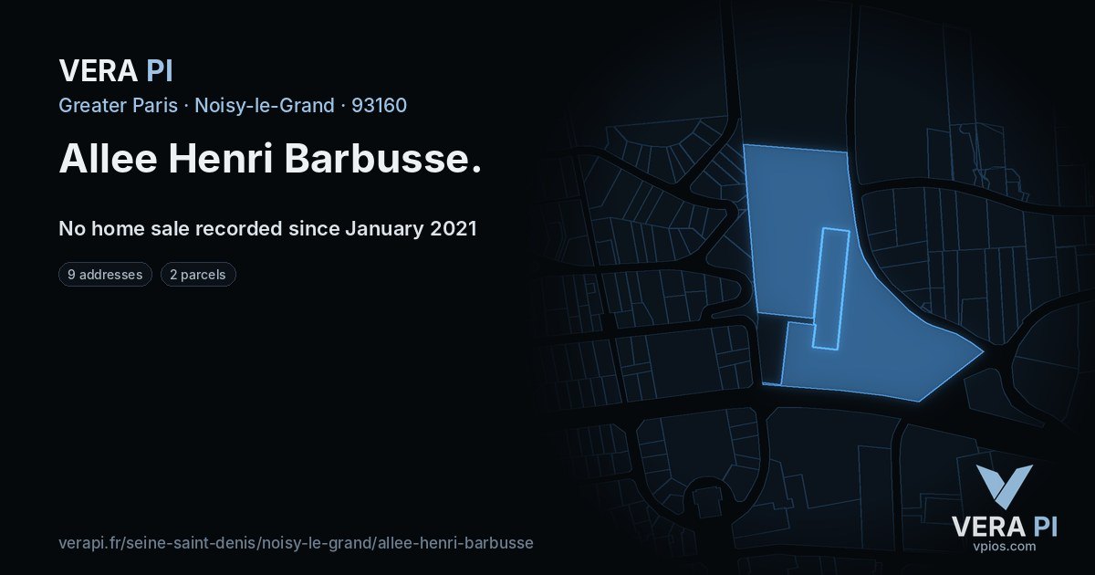 Allee Henri Barbusse, Noisy-le-Grand at night – every parcel coloured by the prices around it, the street's own parcels lit