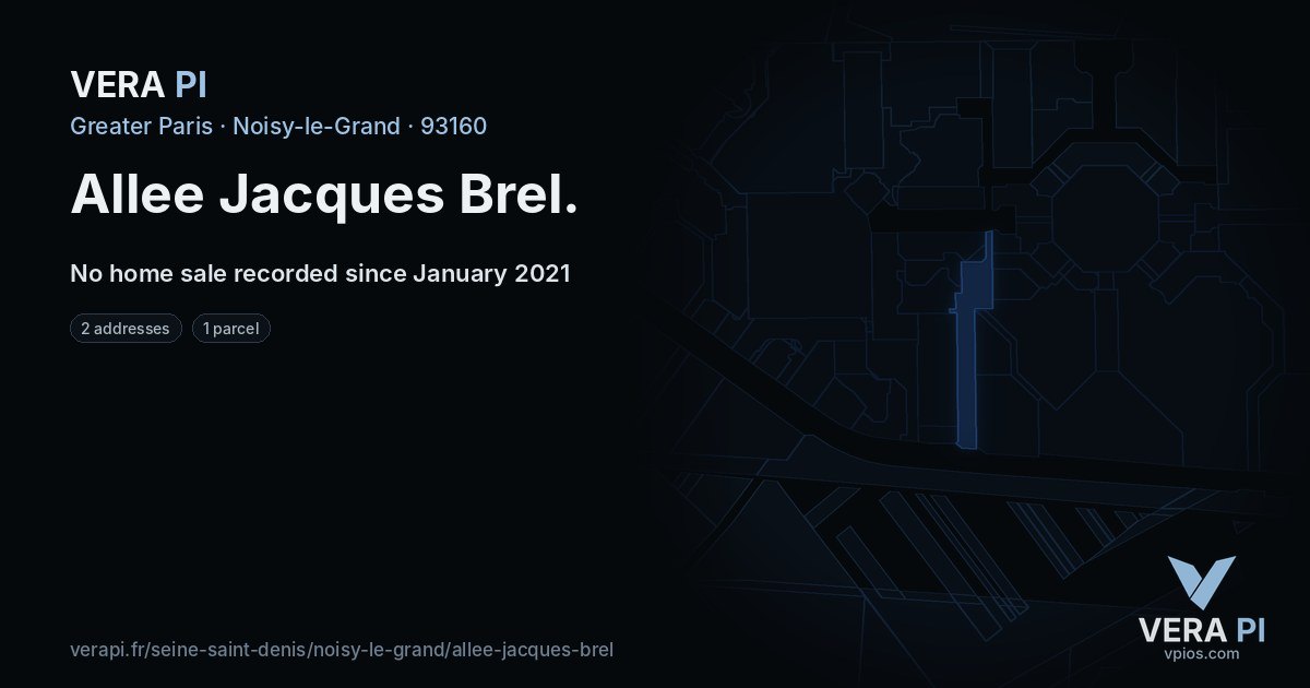 Allee Jacques Brel, Noisy-le-Grand at night – every parcel coloured by the prices around it, the street's own parcels lit