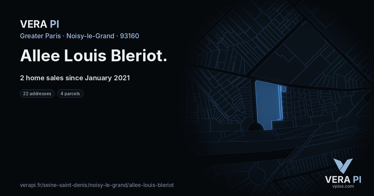 Allee Louis Bleriot, Noisy-le-Grand at night – every parcel coloured by the prices around it, the street's own parcels lit
