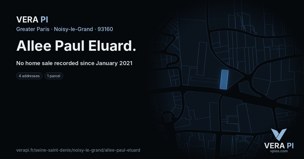 Allee Paul Eluard, Noisy-le-Grand at night – every parcel coloured by the prices around it, the street's own parcels lit