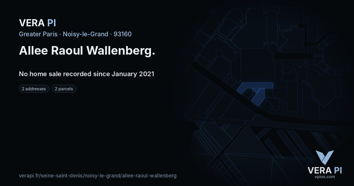 Allee Raoul Wallenberg, Noisy-le-Grand at night – every parcel coloured by the prices around it, the street's own parcels lit