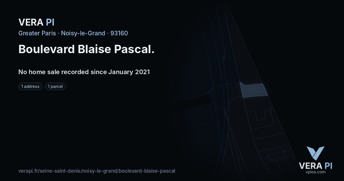 Boulevard Blaise Pascal, Noisy-le-Grand at night – every parcel coloured by the prices around it, the street's own parcels lit