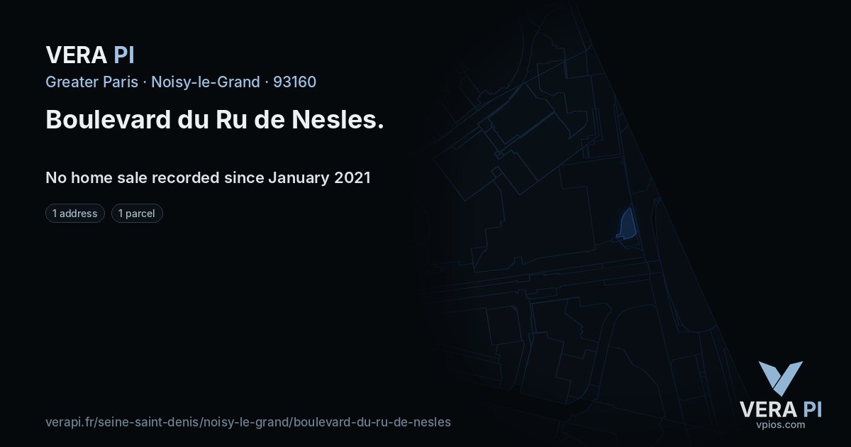 Boulevard du Ru de Nesles, Noisy-le-Grand at night – every parcel coloured by the prices around it, the street's own parcels lit