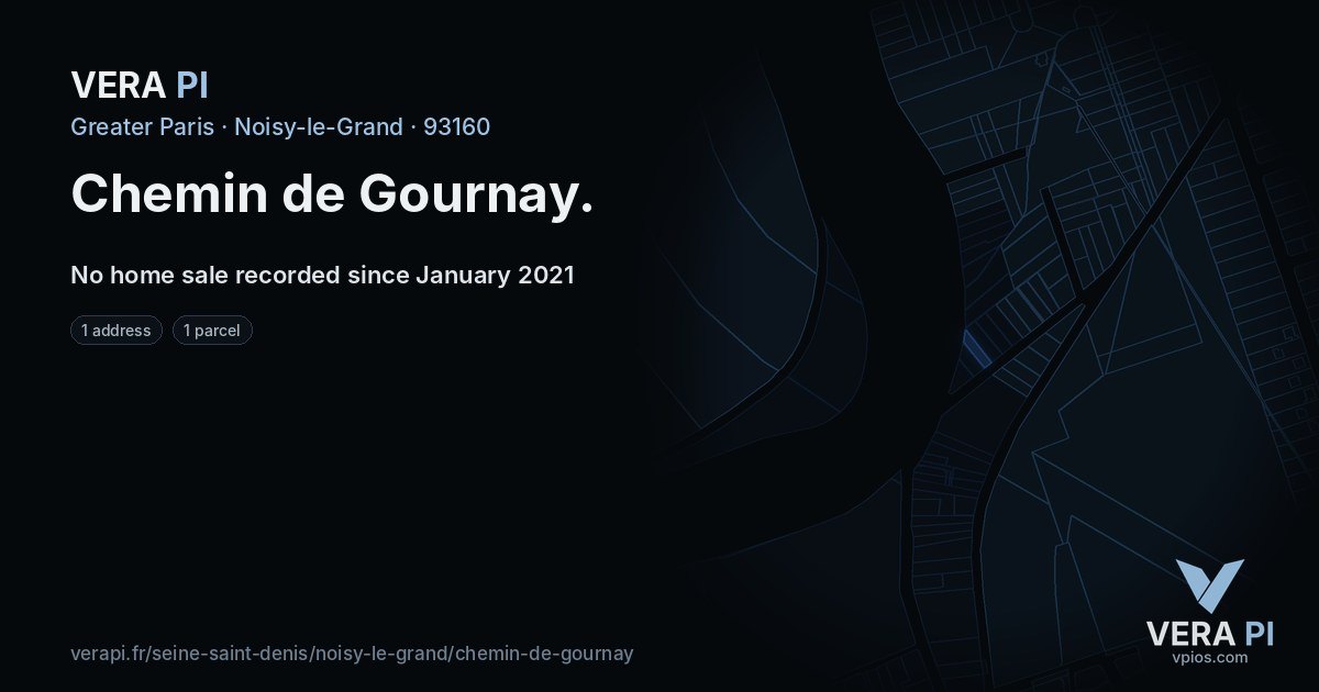 Chemin de Gournay, Noisy-le-Grand at night – every parcel coloured by the prices around it, the street's own parcels lit