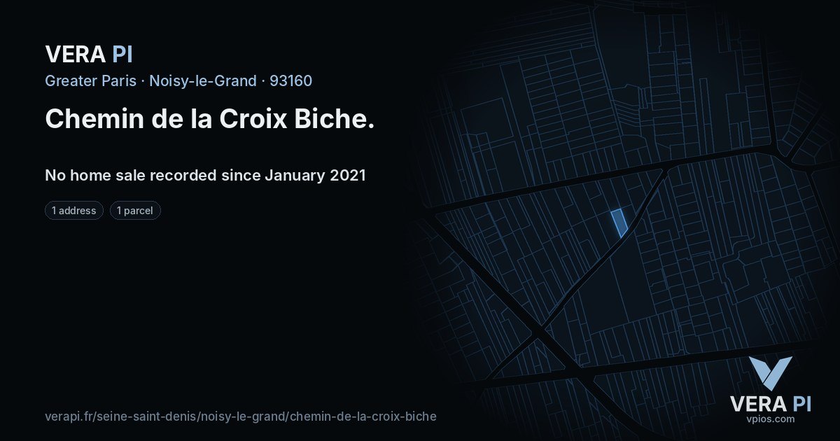 Chemin de la Croix Biche, Noisy-le-Grand at night – every parcel coloured by the prices around it, the street's own parcels lit