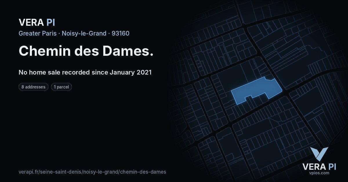 Chemin des Dames, Noisy-le-Grand at night – every parcel coloured by the prices around it, the street's own parcels lit