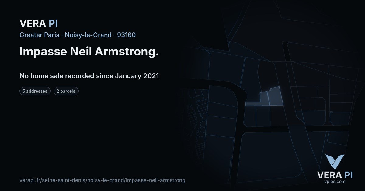 Impasse Neil Armstrong, Noisy-le-Grand at night – every parcel coloured by the prices around it, the street's own parcels lit