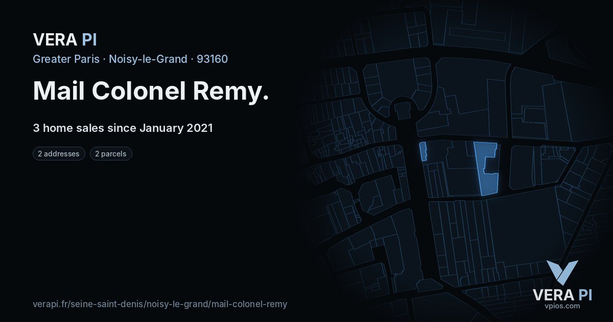 Mail Colonel Remy, Noisy-le-Grand at night – every parcel coloured by the prices around it, the street's own parcels lit