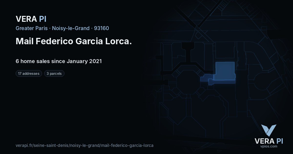 Mail Federico Garcia Lorca, Noisy-le-Grand at night – every parcel coloured by the prices around it, the street's own parcels lit