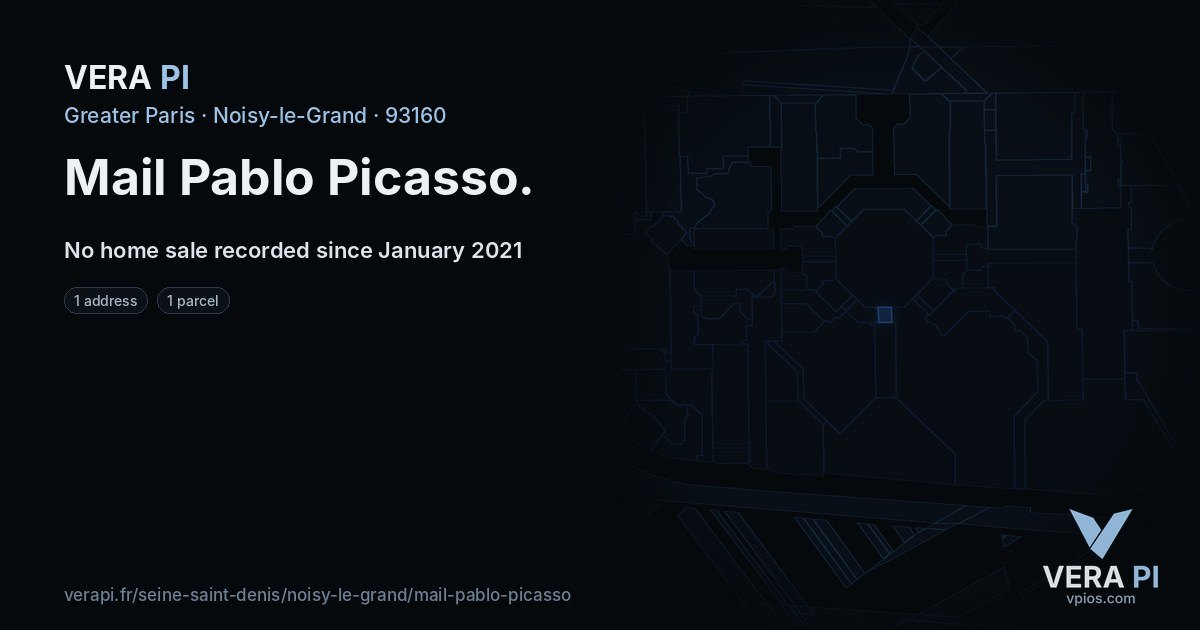 Mail Pablo Picasso, Noisy-le-Grand at night – every parcel coloured by the prices around it, the street's own parcels lit