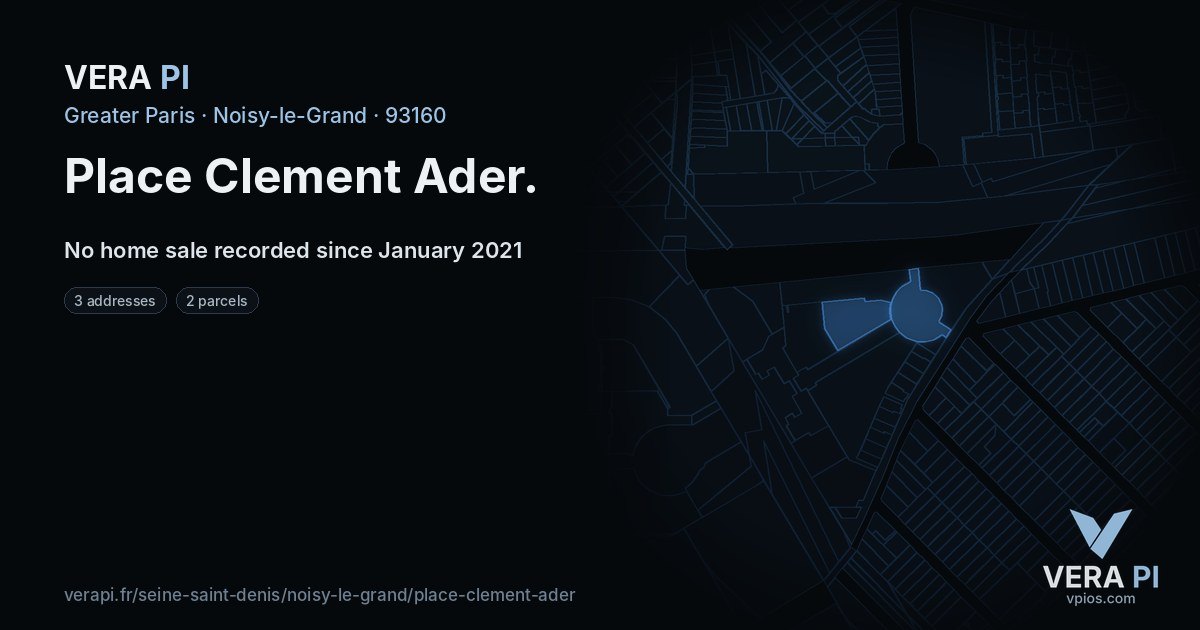 Place Clement Ader, Noisy-le-Grand at night – every parcel coloured by the prices around it, the street's own parcels lit