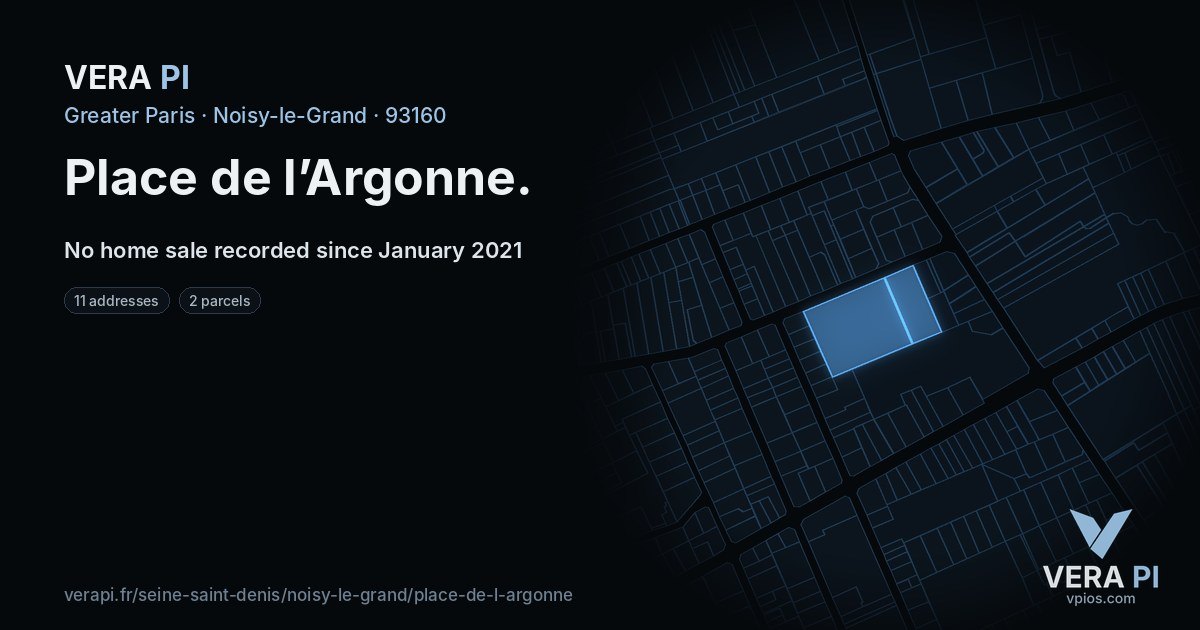 Place de l’Argonne, Noisy-le-Grand at night – every parcel coloured by the prices around it, the street's own parcels lit