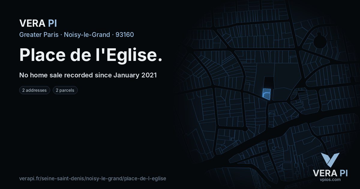 Place de l'Eglise, Noisy-le-Grand at night – every parcel coloured by the prices around it, the street's own parcels lit