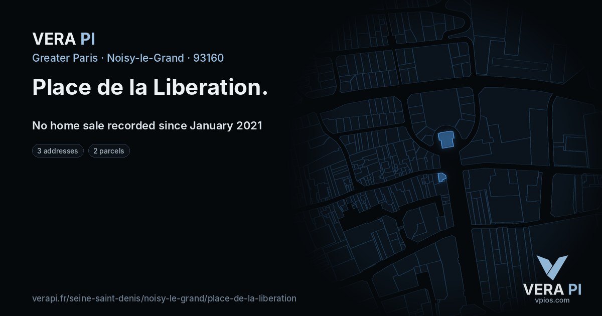 Place de la Liberation, Noisy-le-Grand at night – every parcel coloured by the prices around it, the street's own parcels lit
