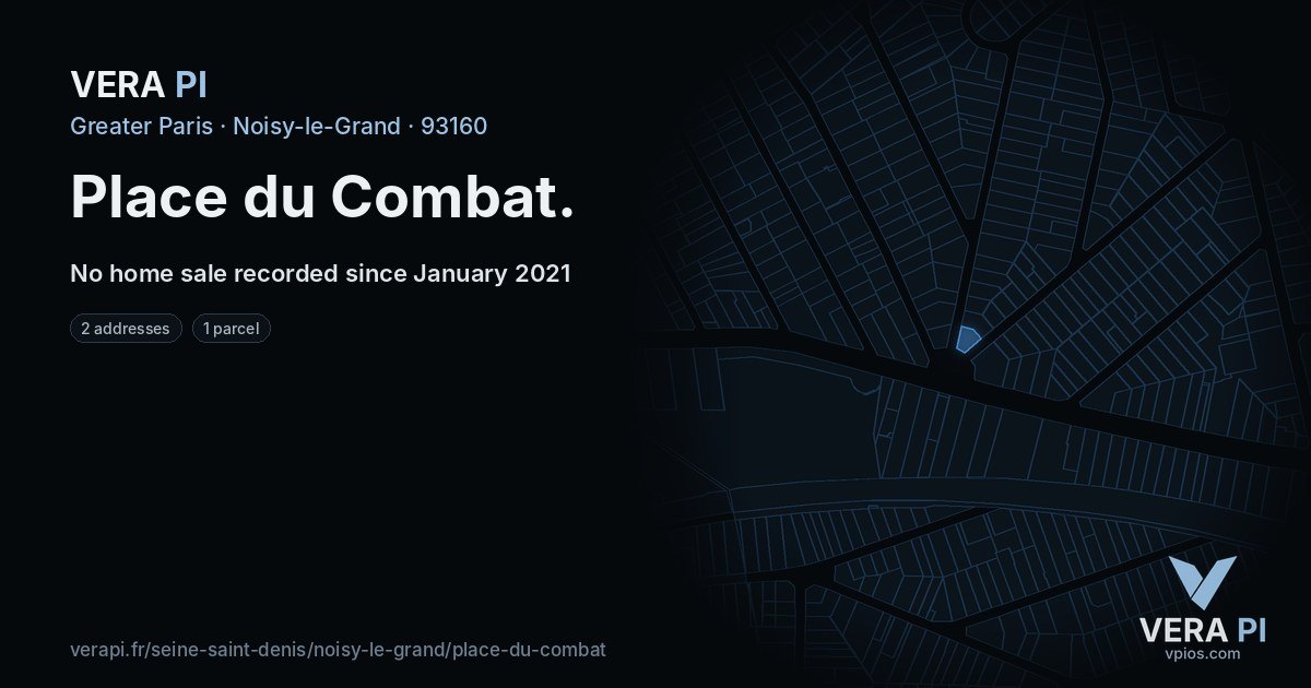 Place du Combat, Noisy-le-Grand at night – every parcel coloured by the prices around it, the street's own parcels lit