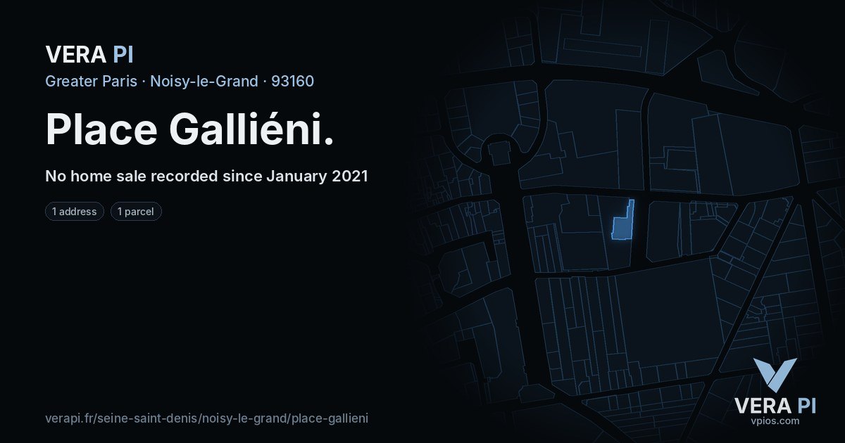 Place Galliéni, Noisy-le-Grand at night – every parcel coloured by the prices around it, the street's own parcels lit