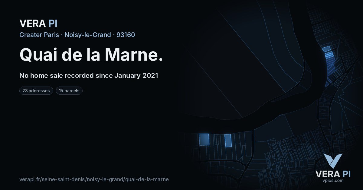 Quai de la Marne, Noisy-le-Grand at night – every parcel coloured by the prices around it, the street's own parcels lit