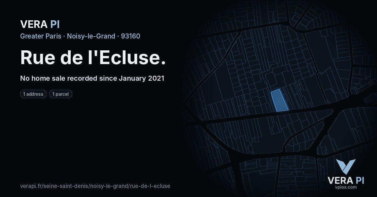 Rue de l'Ecluse, Noisy-le-Grand at night – every parcel coloured by the prices around it, the street's own parcels lit