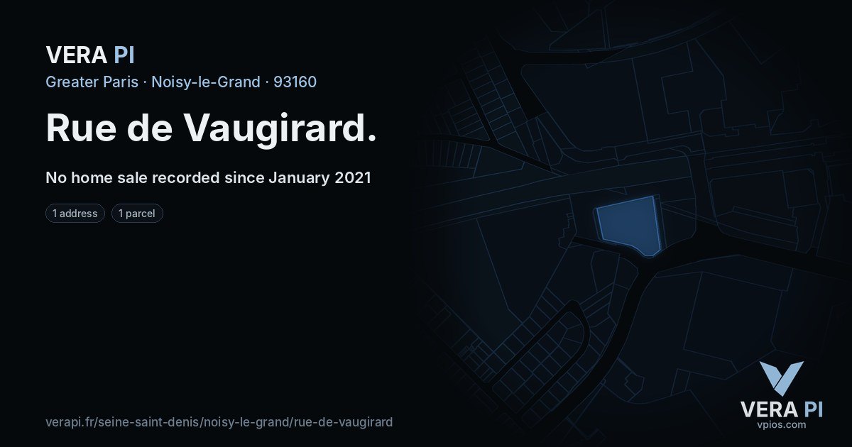 Rue de Vaugirard, Noisy-le-Grand at night – every parcel coloured by the prices around it, the street's own parcels lit