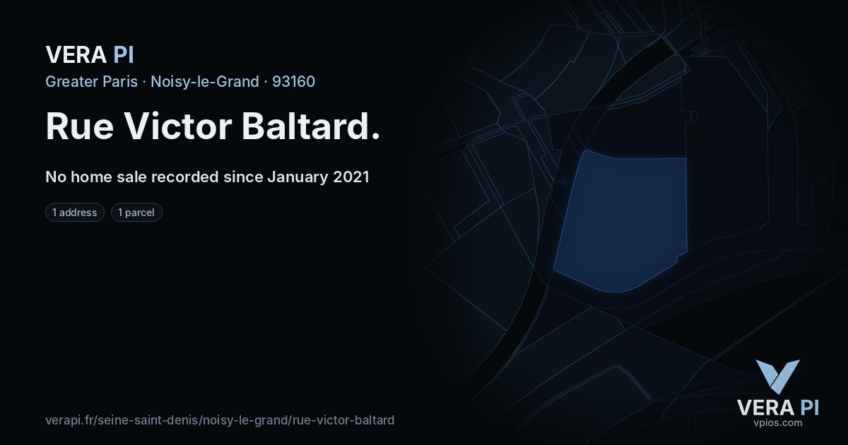 Rue Victor Baltard, Noisy-le-Grand at night – every parcel coloured by the prices around it, the street's own parcels lit
