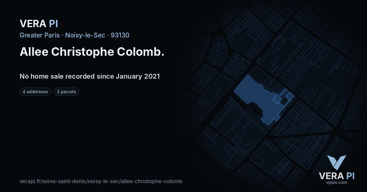 Allee Christophe Colomb, Noisy-le-Sec at night – every parcel coloured by the prices around it, the street's own parcels lit