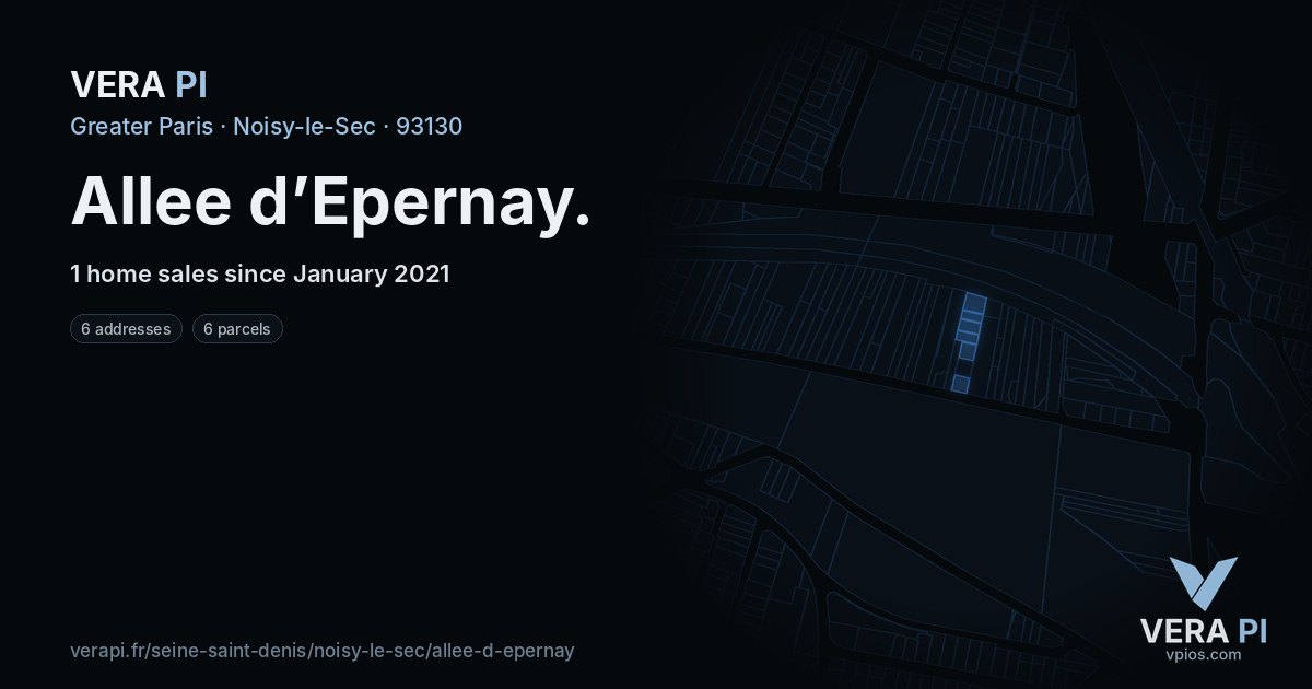 Allee d’Epernay, Noisy-le-Sec at night – every parcel coloured by the prices around it, the street's own parcels lit