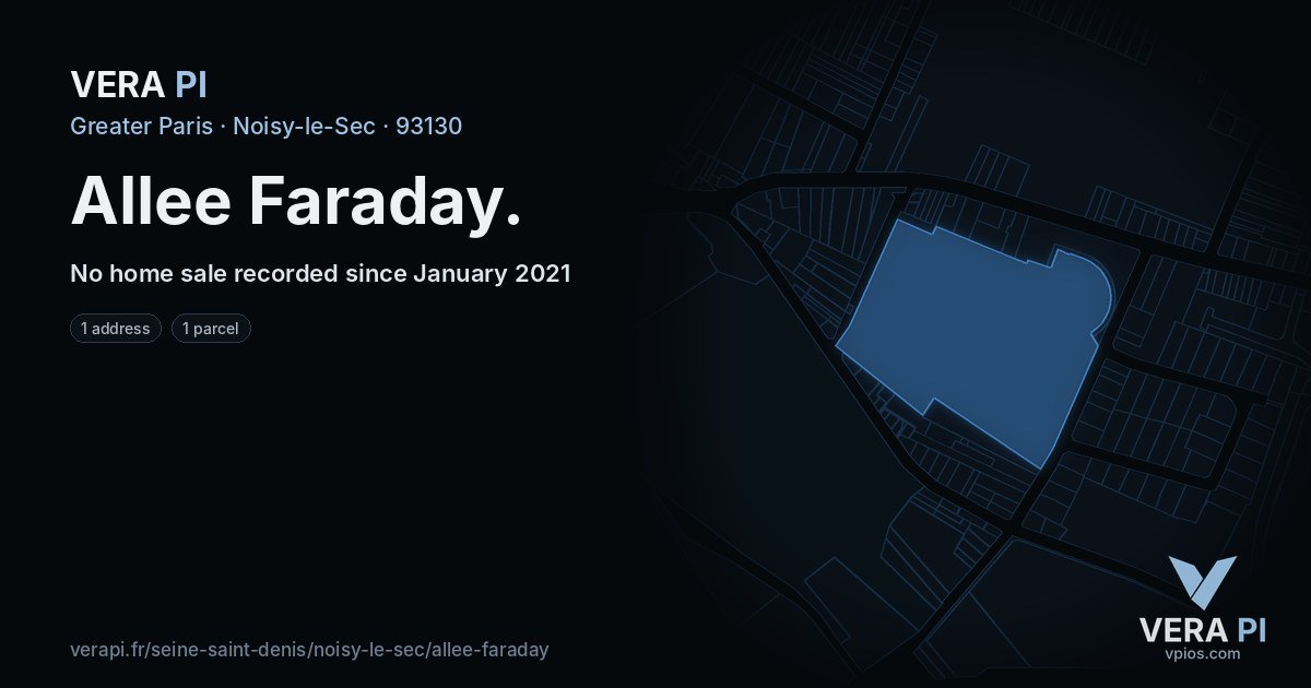 Allee Faraday, Noisy-le-Sec at night – every parcel coloured by the prices around it, the street's own parcels lit
