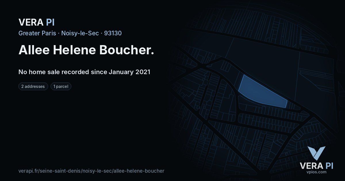 Allee Helene Boucher, Noisy-le-Sec at night – every parcel coloured by the prices around it, the street's own parcels lit