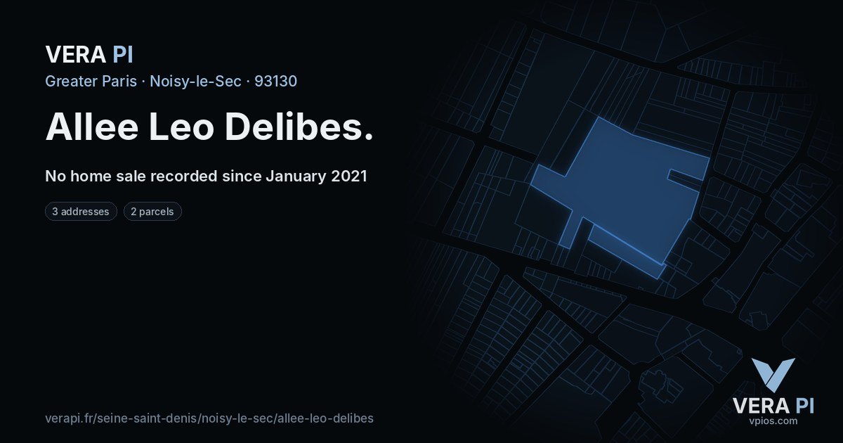 Allee Leo Delibes, Noisy-le-Sec at night – every parcel coloured by the prices around it, the street's own parcels lit