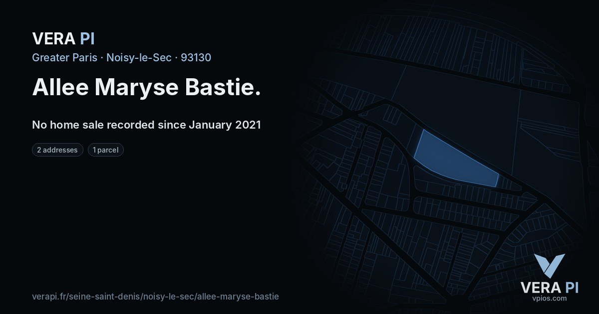 Allee Maryse Bastie, Noisy-le-Sec at night – every parcel coloured by the prices around it, the street's own parcels lit
