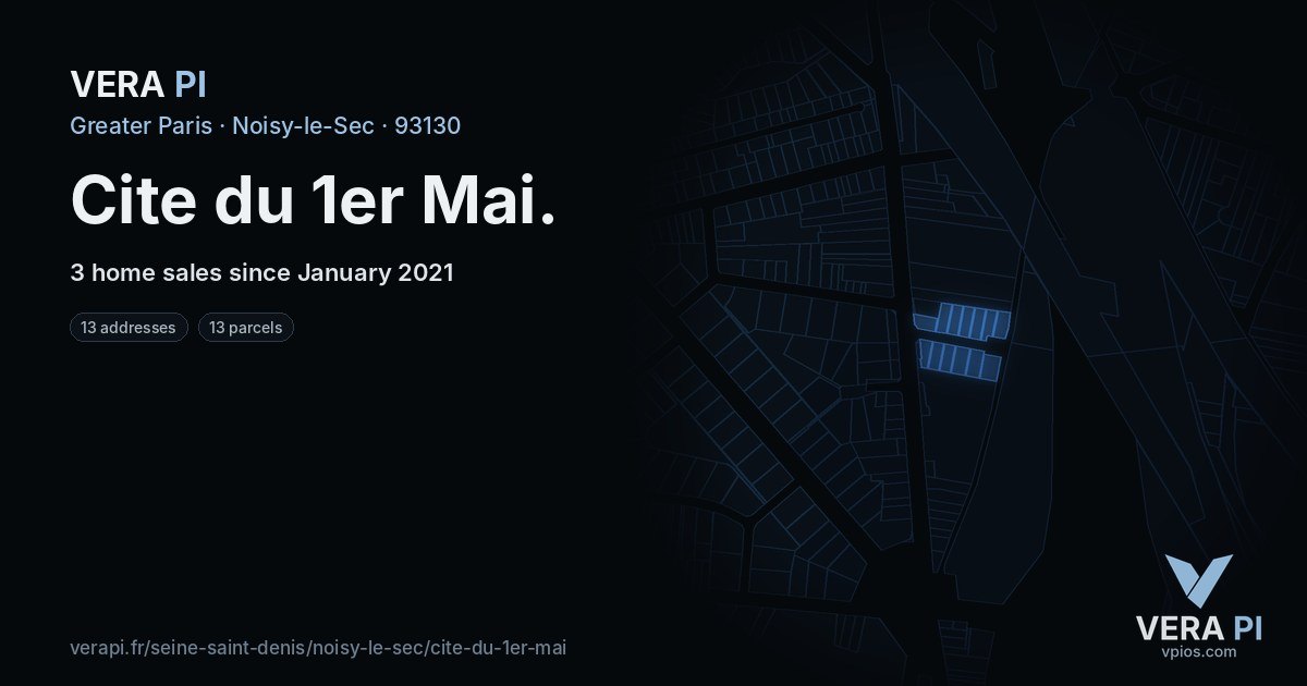 Cite du 1er Mai, Noisy-le-Sec at night – every parcel coloured by the prices around it, the street's own parcels lit