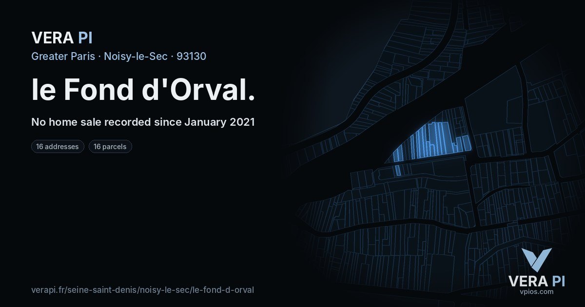 le Fond d'Orval, Noisy-le-Sec at night – every parcel coloured by the prices around it, the street's own parcels lit