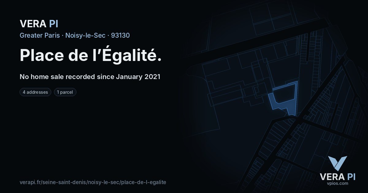 Place de l’Égalité, Noisy-le-Sec at night – every parcel coloured by the prices around it, the street's own parcels lit