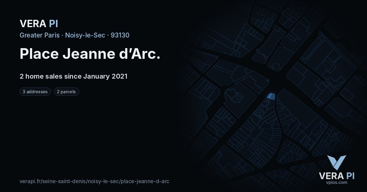 Place Jeanne d’Arc, Noisy-le-Sec at night – every parcel coloured by the prices around it, the street's own parcels lit