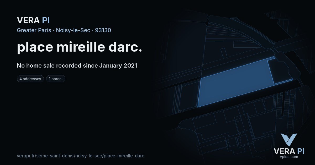 place mireille darc, Noisy-le-Sec at night – every parcel coloured by the prices around it, the street's own parcels lit