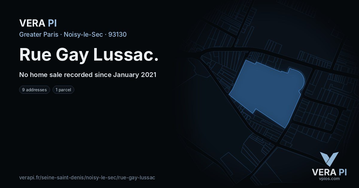Rue Gay Lussac, Noisy-le-Sec at night – every parcel coloured by the prices around it, the street's own parcels lit