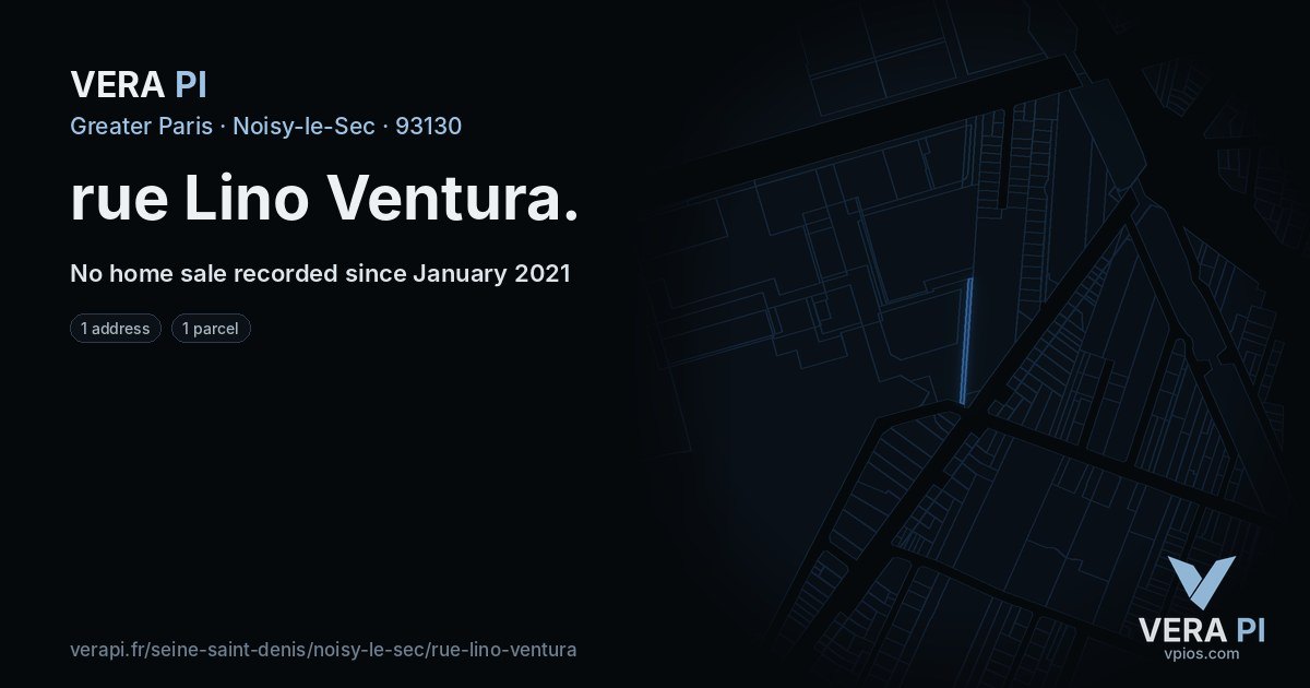 rue Lino Ventura, Noisy-le-Sec at night – every parcel coloured by the prices around it, the street's own parcels lit