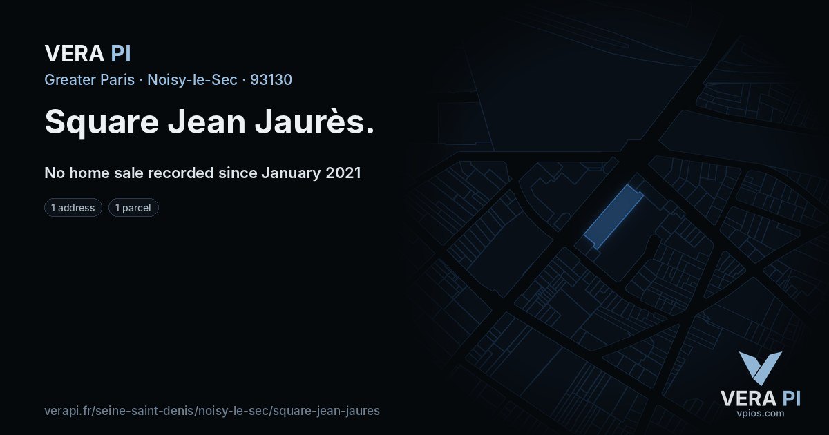 Square Jean Jaurès, Noisy-le-Sec at night – every parcel coloured by the prices around it, the street's own parcels lit