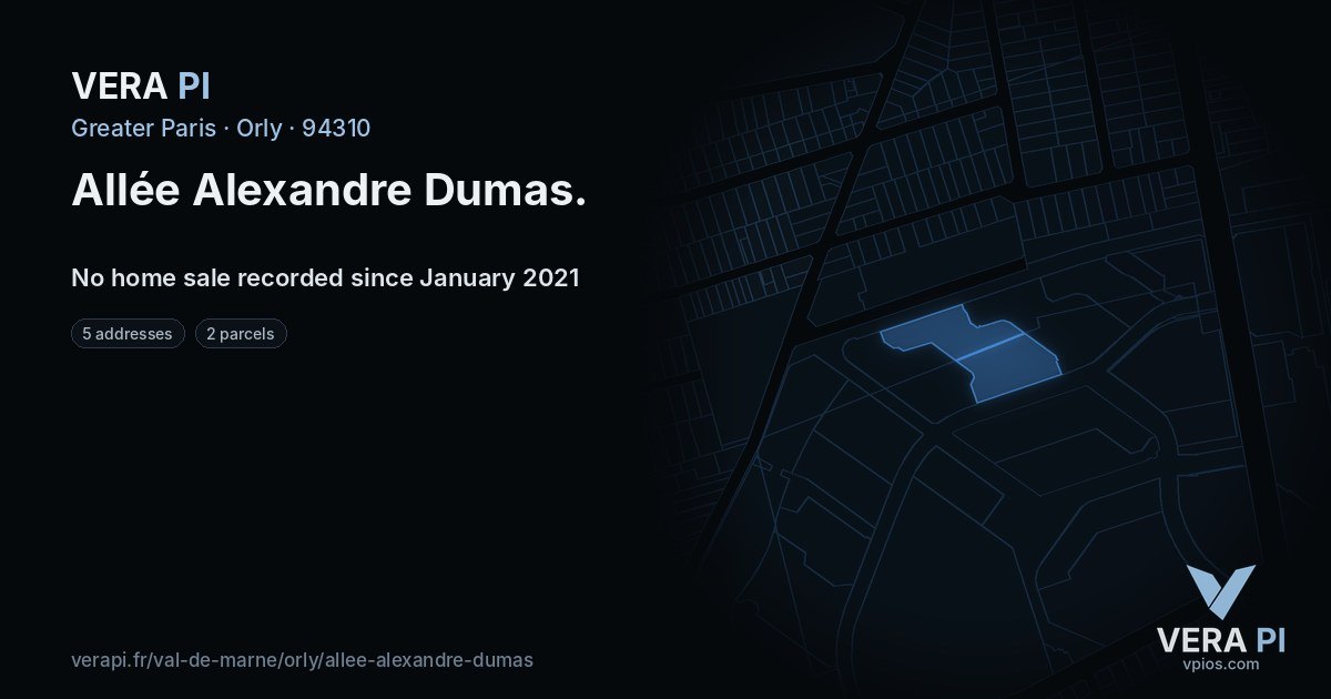 Allée Alexandre Dumas, Orly at night – every parcel coloured by the prices around it, the street's own parcels lit