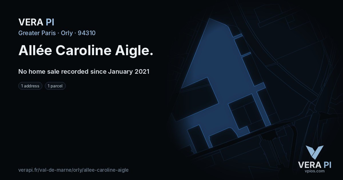 Allée Caroline Aigle, Orly at night – every parcel coloured by the prices around it, the street's own parcels lit