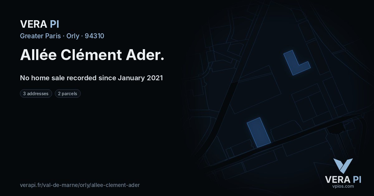 Allée Clément Ader, Orly at night – every parcel coloured by the prices around it, the street's own parcels lit