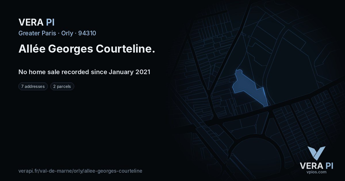 Allée Georges Courteline, Orly at night – every parcel coloured by the prices around it, the street's own parcels lit