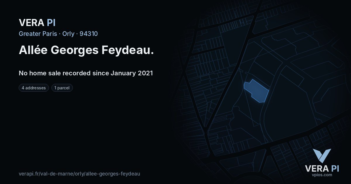 Allée Georges Feydeau, Orly at night – every parcel coloured by the prices around it, the street's own parcels lit
