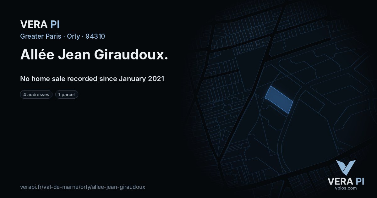 Allée Jean Giraudoux, Orly at night – every parcel coloured by the prices around it, the street's own parcels lit