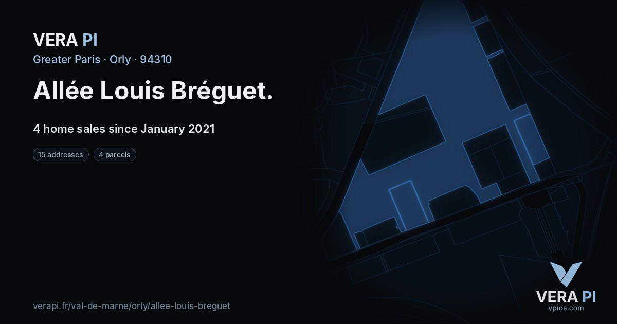 Allée Louis Bréguet, Orly at night – every parcel coloured by the prices around it, the street's own parcels lit