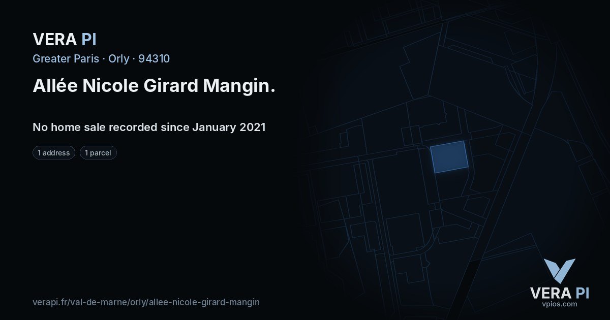 Allée Nicole Girard Mangin, Orly at night – every parcel coloured by the prices around it, the street's own parcels lit