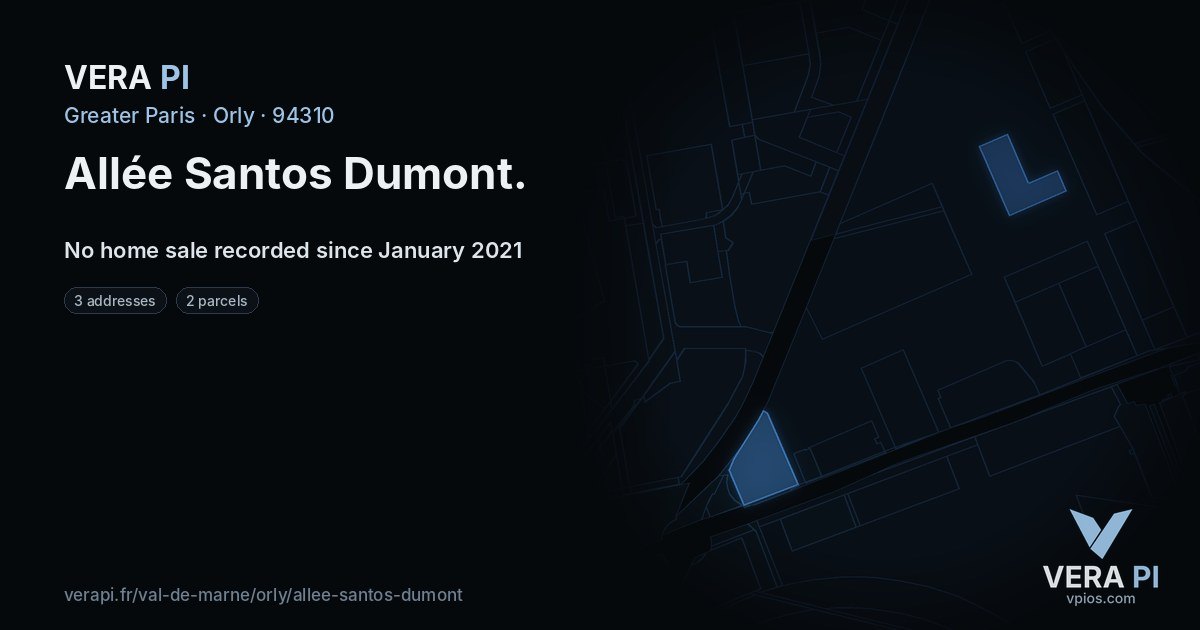 Allée Santos Dumont, Orly at night – every parcel coloured by the prices around it, the street's own parcels lit