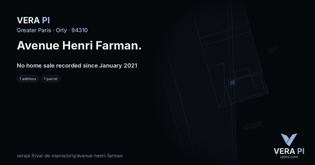 Avenue Henri Farman, Orly at night – every parcel coloured by the prices around it, the street's own parcels lit