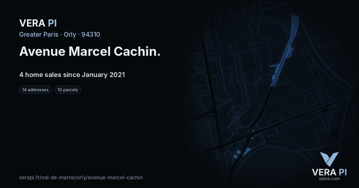 Avenue Marcel Cachin, Orly at night – every parcel coloured by the prices around it, the street's own parcels lit