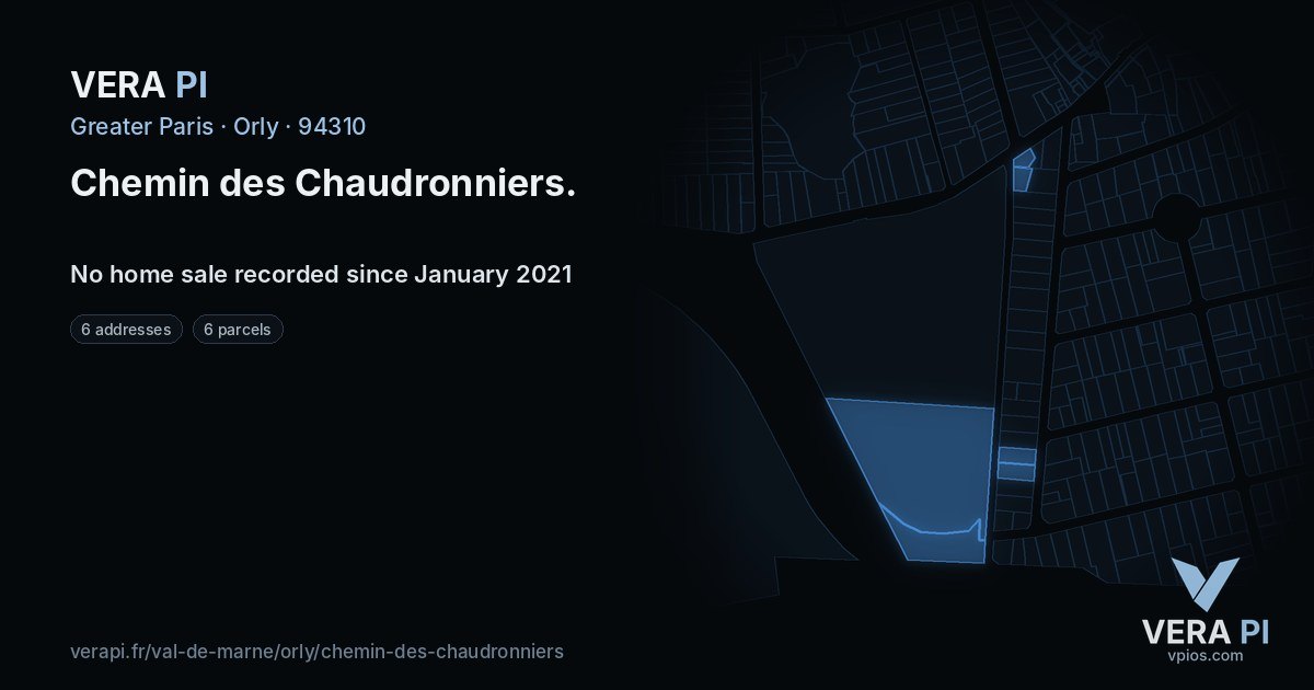Chemin des Chaudronniers, Orly at night – every parcel coloured by the prices around it, the street's own parcels lit